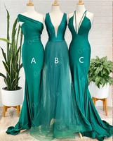 green african bridesmaid dresses mermaid satin maid of honor gowns v neck long wedding guest dress