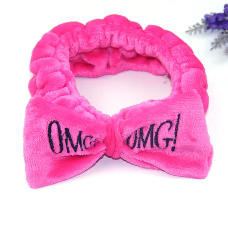 Мягкие флисовые повязки женские с бантом надписью OMG|Заколки для плетения кос| |