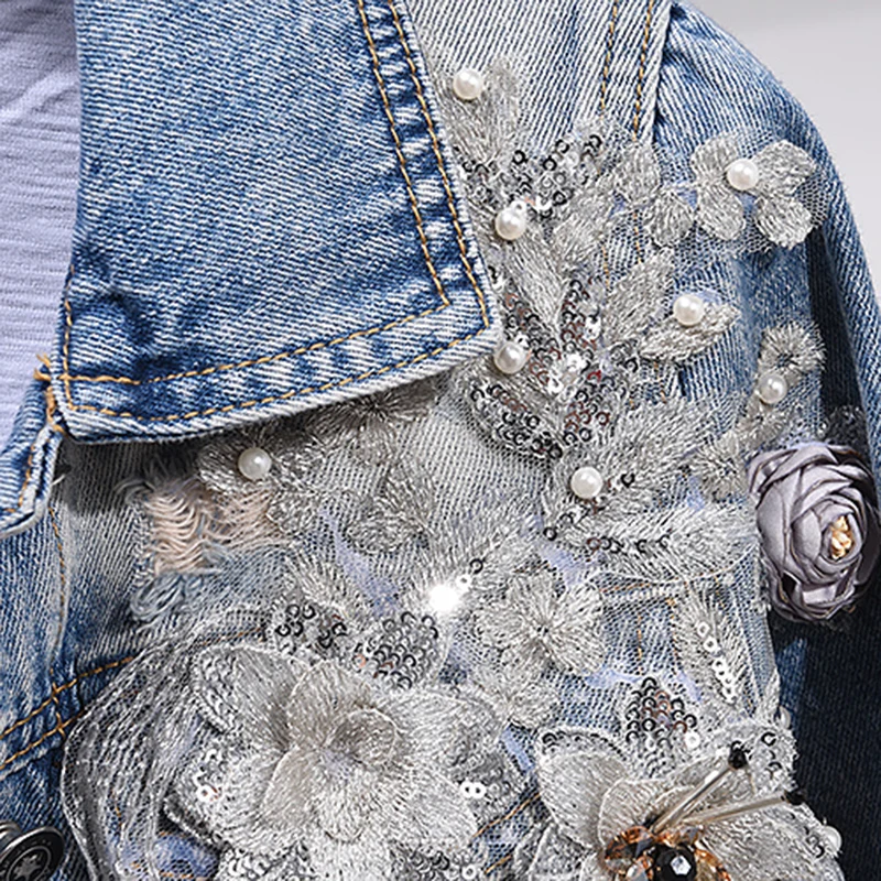 Женский джинсовый костюм с вышивкой|Спортивные костюмы| |