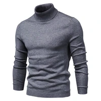2022 new winter men turtleneck sweater casual solid color warm pullover high quality slim high neck long sleeve sweater men