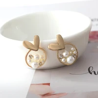 2020 new fashion womens earrings geometric heart round shape pearl eardrop earrings for women party gifts wholesaler
