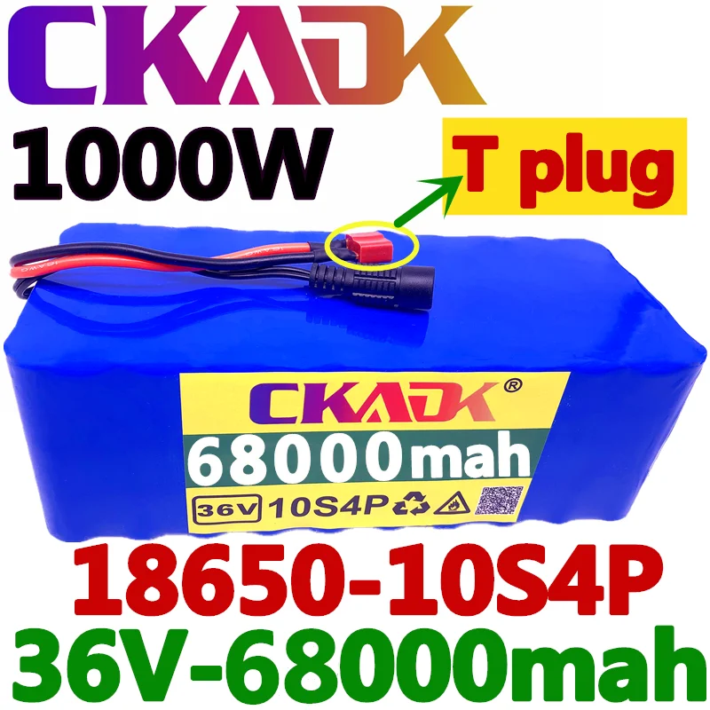 

2021 Original 36V battery 10S4P 68Ah battery pack 1000W high power battery 42V 68000mAh Ebike electric bike BMS