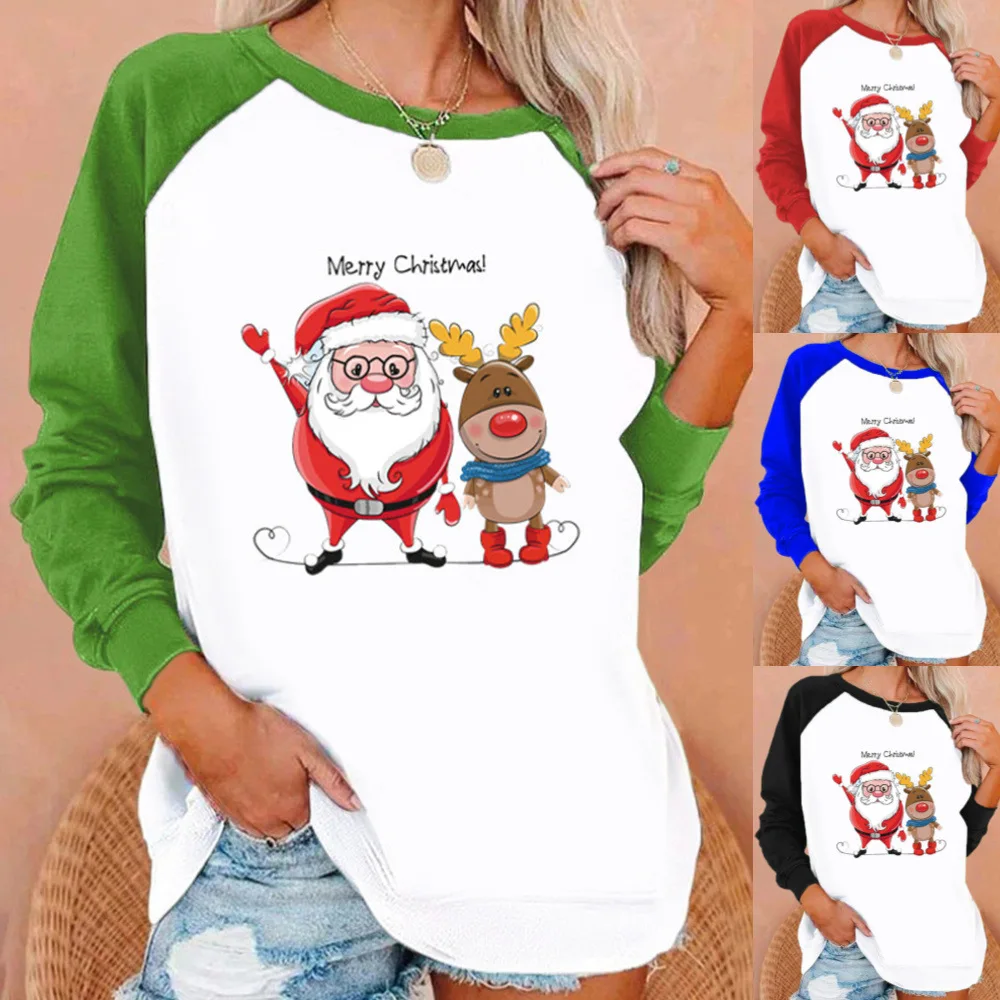 

Christmas Eve T Shirt Funny Grinch Face Graphic Tees Women Raglan Sleeve Casual Harajuku Fall T-shirt Graphic Hoodies