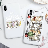 funny cartoon cat bff phone case for iphone 13 12 11 pro max mini xs 8 7 6 6s plus x se 2020 xr candy white silicone cover