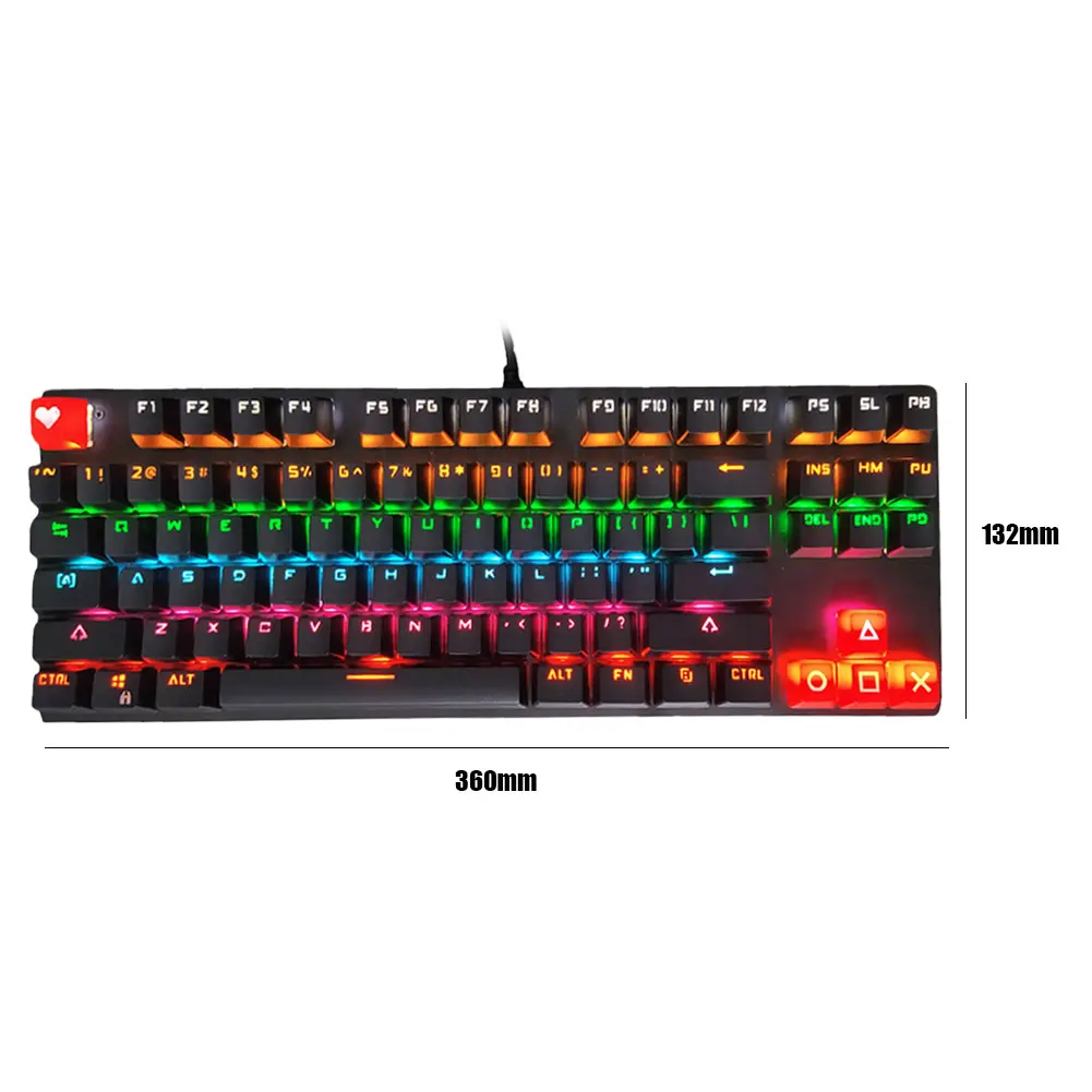 

Mechanical Gaming Keyboard Blue Switch 87-Key 9 Breathing Light Effects USB Wired Game Keyboard for Laptop Desktop PC Gamer