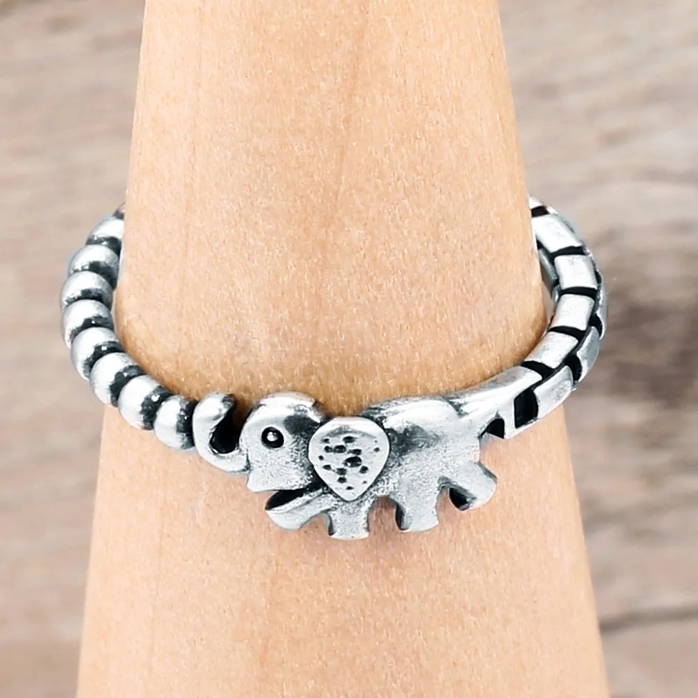 

S925 Silver Rings for Woman Ring Statement Opening Size Elephant Rings Female Family Fine Jewelry Birthday Party Gift Rings
