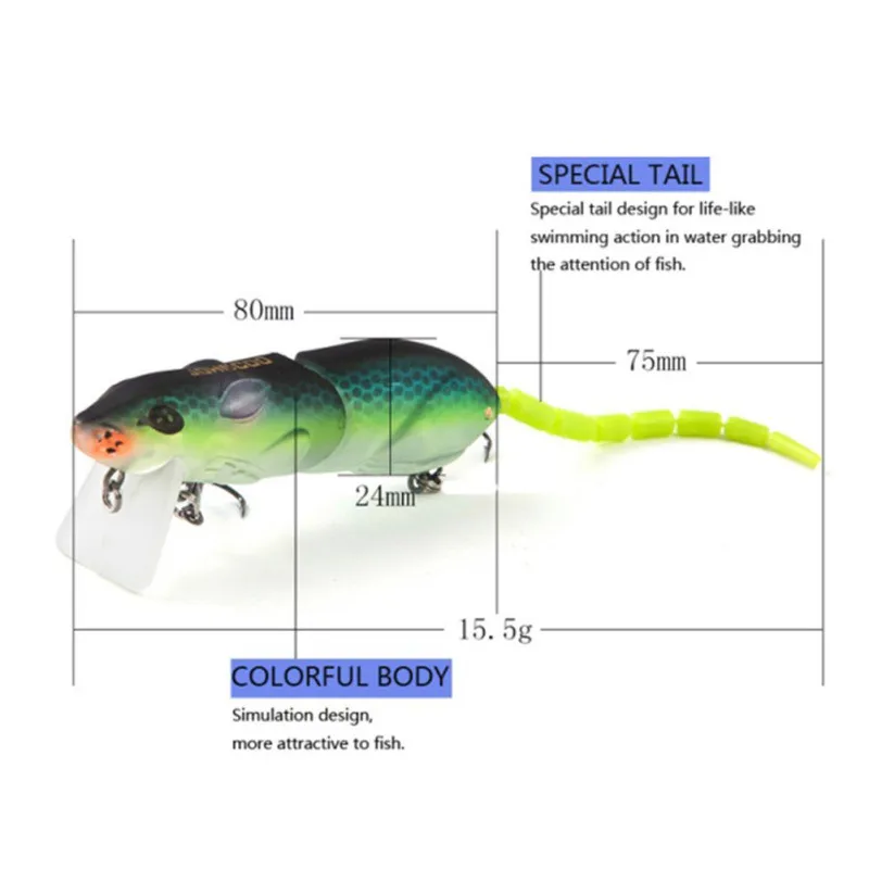 Искусственная приманка ложная форма мыши мульти-шарнирная жесткая рыболовные