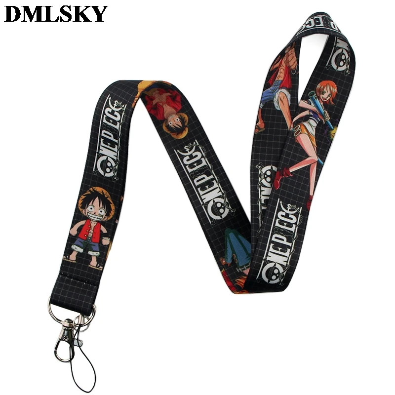 DMLSKY ONE PIECE Аниме шнурок для ключей ремешки для ключей значок ID Мобильный телефон Веревка шеи ремешки подарки M3778