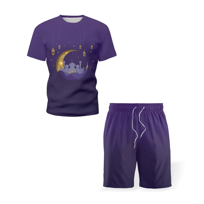 

2021 Summer New Men's Sets Tracksuit Solid Color Men's T-shirt Sport Pants Pullover Sportwear Suit Casual Sports Man Tshirts