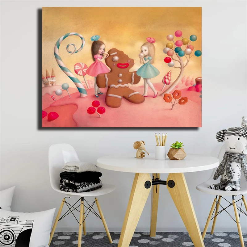 Print Canvas Home Decor Nicoletta Ceccoli Wall Art Painting Crying Gingerbread Man Modular Poster HD Picture Living Room Frame | Дом и сад