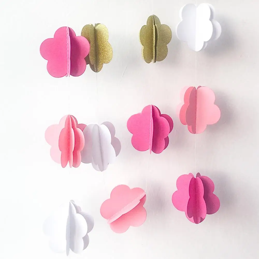 3m Pink flowers 2 м круглая Золотая Серебряная Гирлянда для дня рождения, вечеринки, свадьбы, праздника, украшения дома, подвесной фон - Цвет: 3m Pink flowers