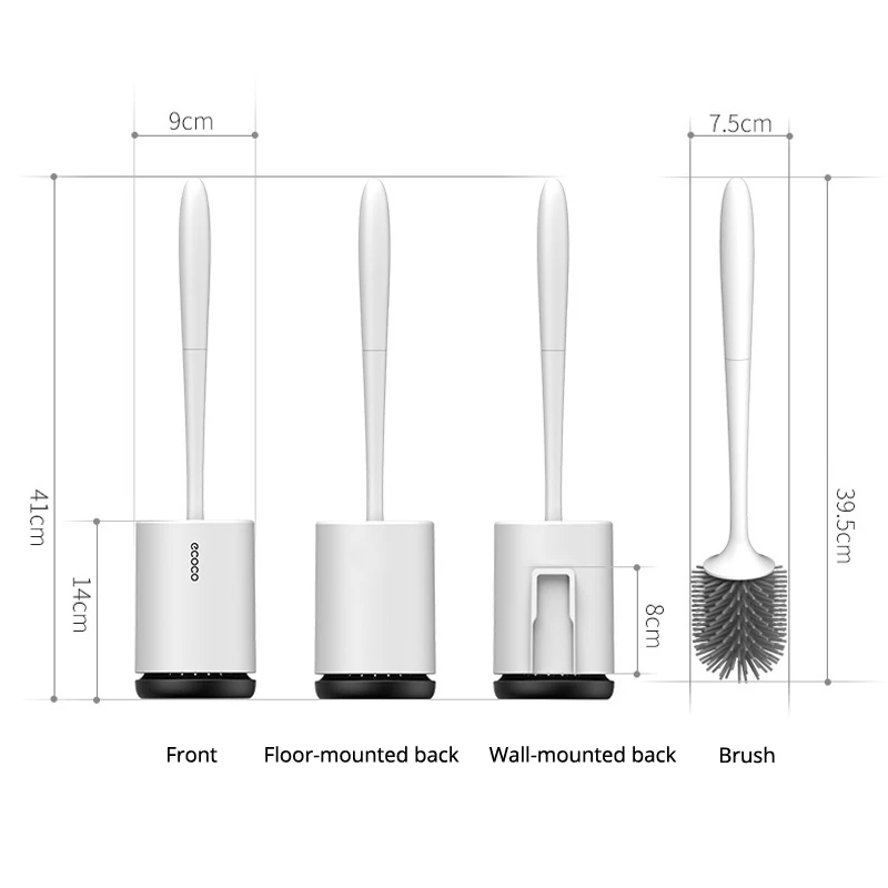 

ECOCO Wall-Mount Toilet Brush TPR Soft Bristles Toilet Cleaner Tools Bathroom Cleaning Brush with Bucket WC Bathroom Accessories