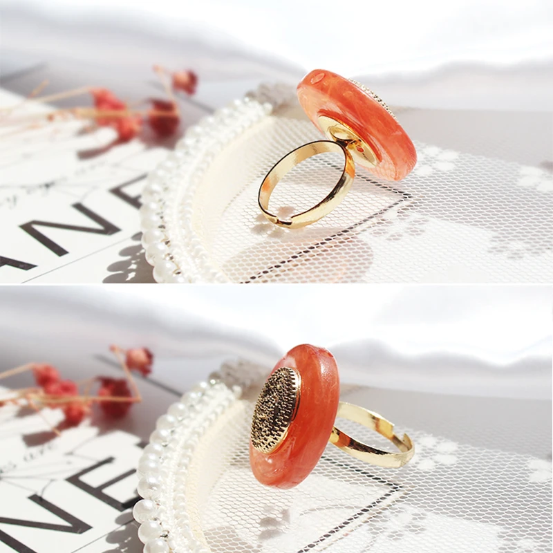 Женские винтажные кольца простые регулируемые из полимера акрила