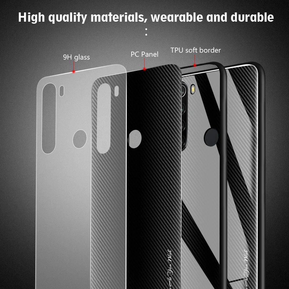 Чехол из закаленного стекла для Xiaomi Redmi Note 8, Ударопрочный Мягкий каркас, жесткая стеклянная задняя крышка для Xiaomi Redmi Note 8 Pro