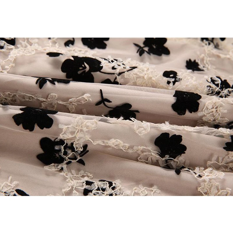 Женское платье без рукавов с высокой талией и цветочной вышивкой Сетчатое