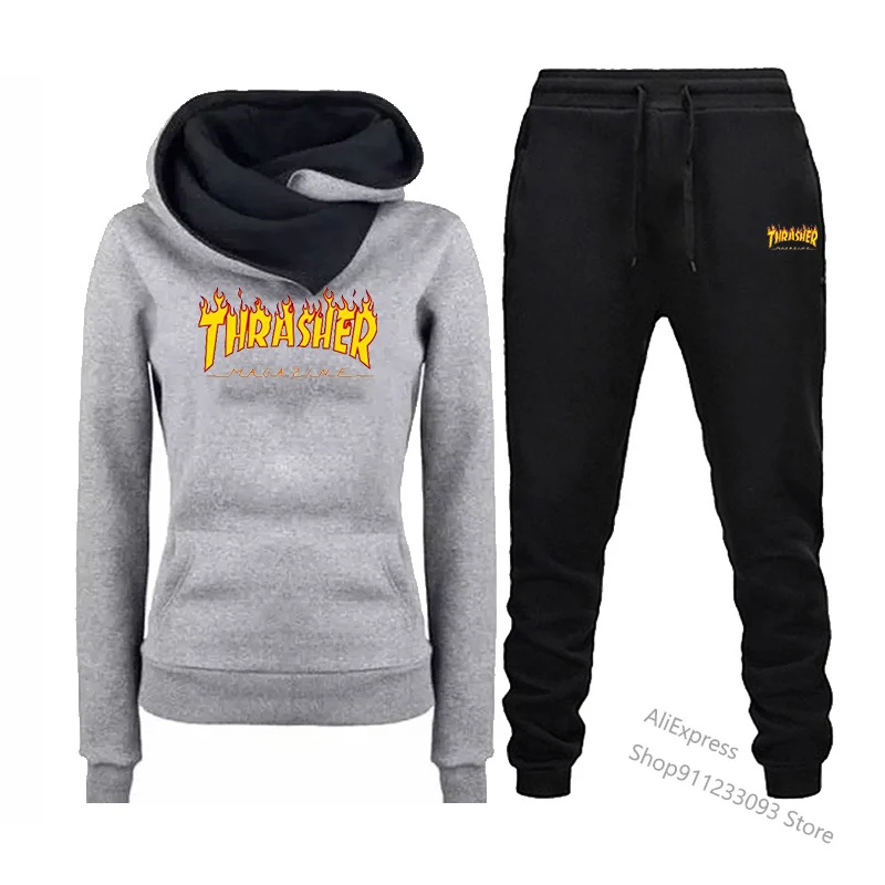 

Tracksuit Hoodie Women's Suit Fashion Brand Printing Autumn Casual Hoodie + Pants Suit Sports Two-piece Sportswear Suit