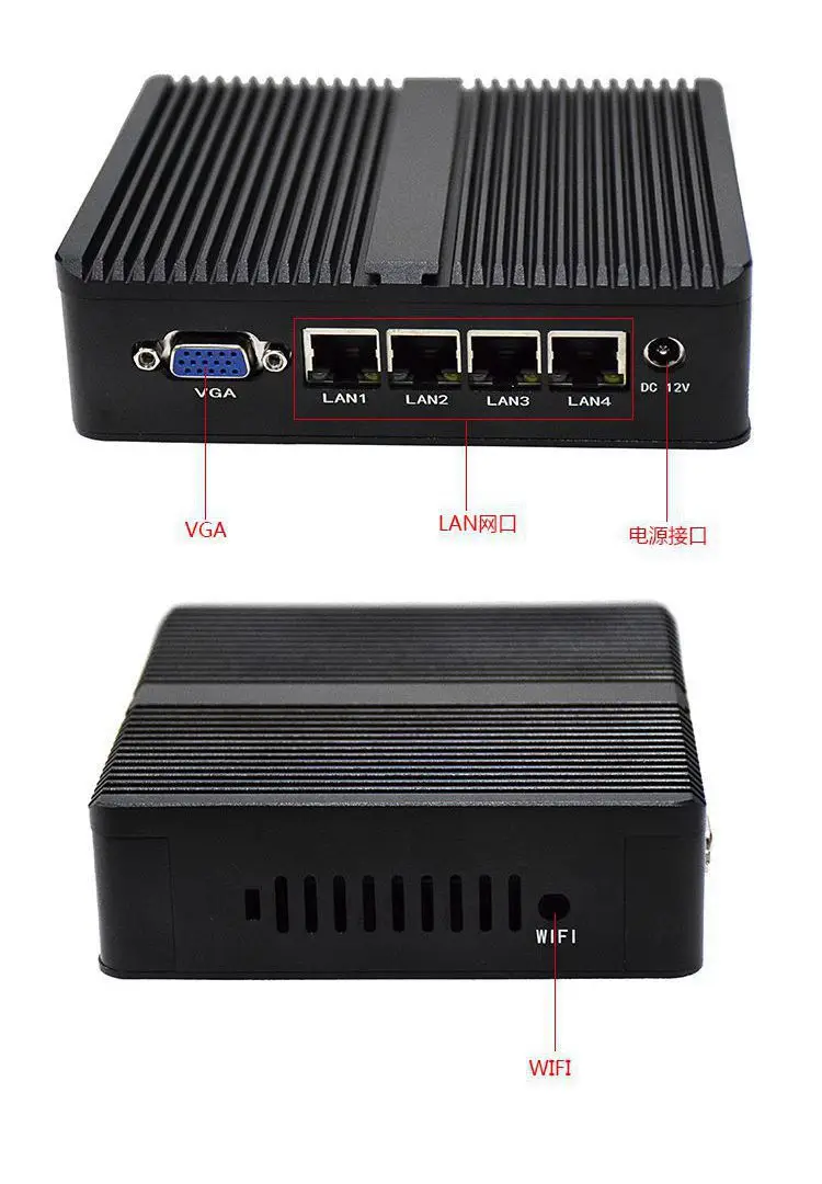 Безвентиляторный Pfsense мини ПК Linux J1900 четырехъядерный Nano Itx 4 * Intel 82583v Gigabit RJ45 Lan