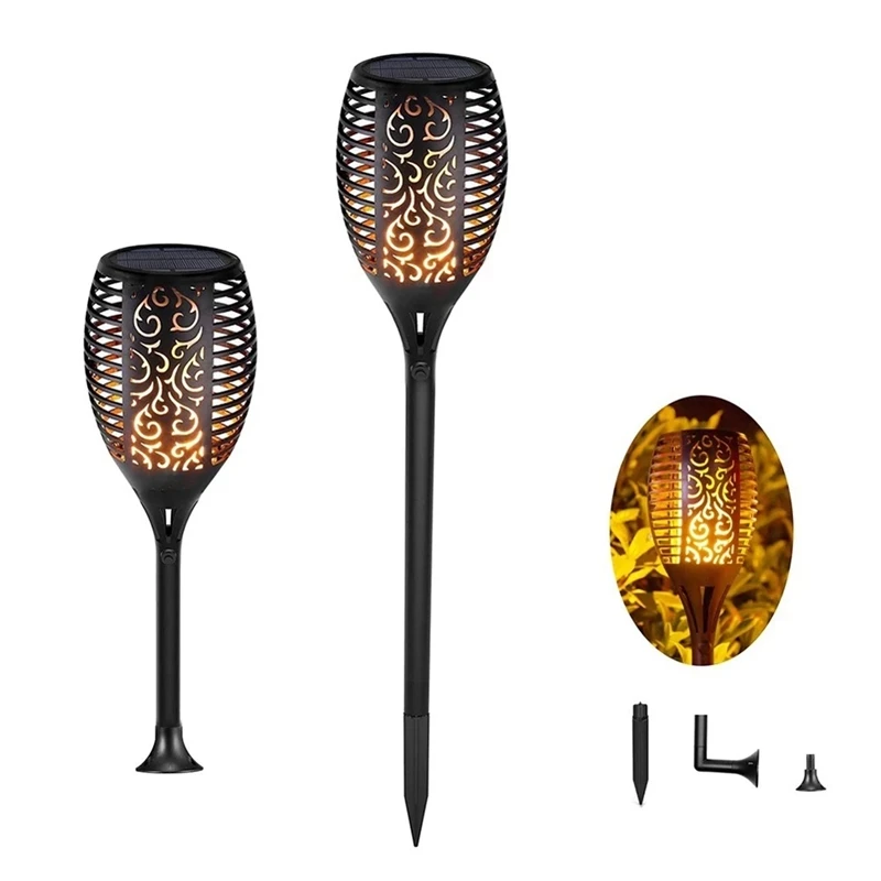 Solar Torch Lights Flickering Flames Weatherproof Light Dancing Flame Lighting 96 Led Dusk To Dawn | Лампы и освещение