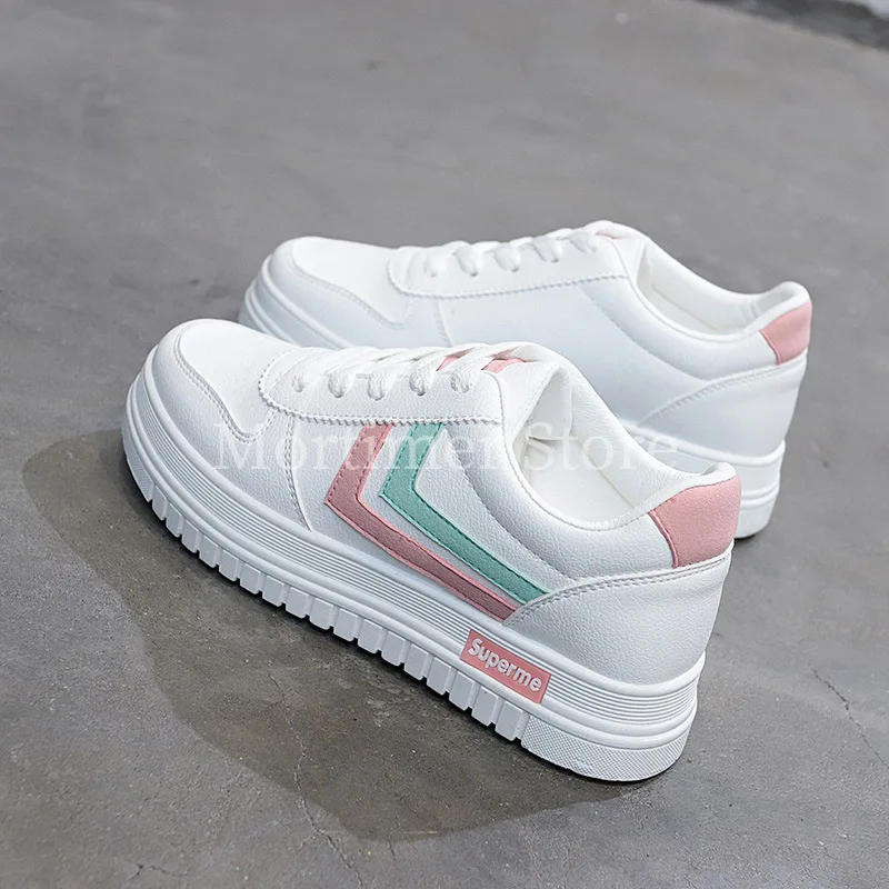 Новинка 2019 года женская повседневная обувь из вулканизированной кожи белые