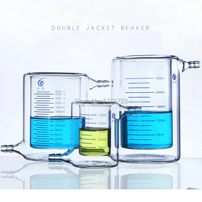 

1pcs 50ml to 2000ml Laboratory Jacketed Borosilicate Glass Beaker Double Layer Beaker for Photocatalytic Experiment