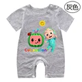 Детские комбинезоны, летняя стильная детская футболка Cocomelon, одежда с короткими рукавами для маленьких мальчиков, одежда для девочек, одежда для новорожденных 3-6-9-12-18 месяцев - фото