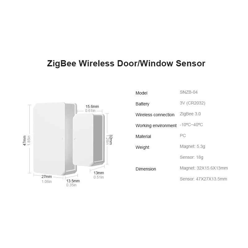 1-30pcs SONOFF SNZB-04 Zigbee Door Sensor Window Smart Home Automation eWelink APP Work with Alexa Google ZBBridge | Электроника