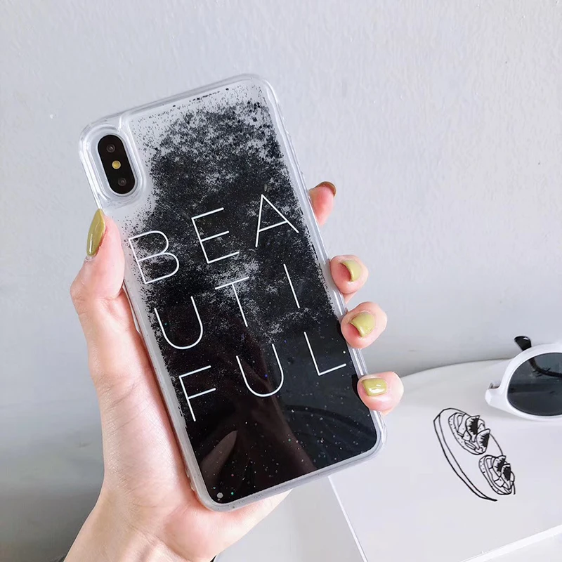 Luxury Flowing Quicksand Soft Cover Case for iPhone X XR XS Max Liquid Phone Cases For iphone 6 6S 7 8 Plus Back Shell Black |