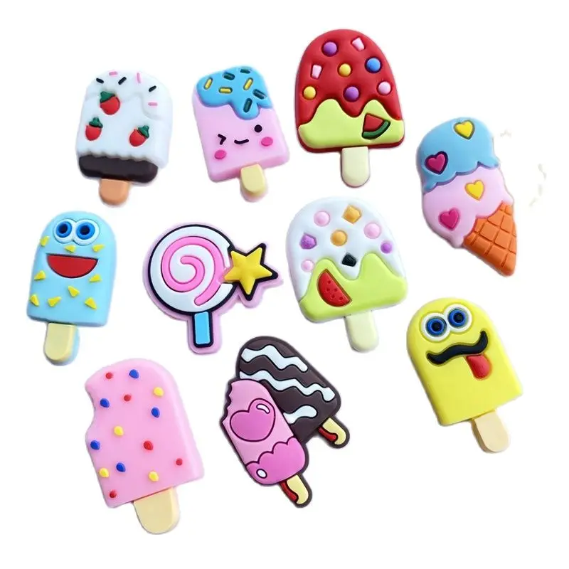

20New Cute Cartoon Ice Cream Soft Rubber Series Flat Bottom DIY Crafts Mobile Phone Case Accessories F79