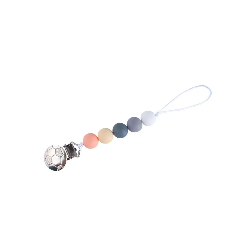 

New Baby Iron Football Pacifier Clip, Baby Soothing Silicone Pacifier Chain, Anti-drop Chain