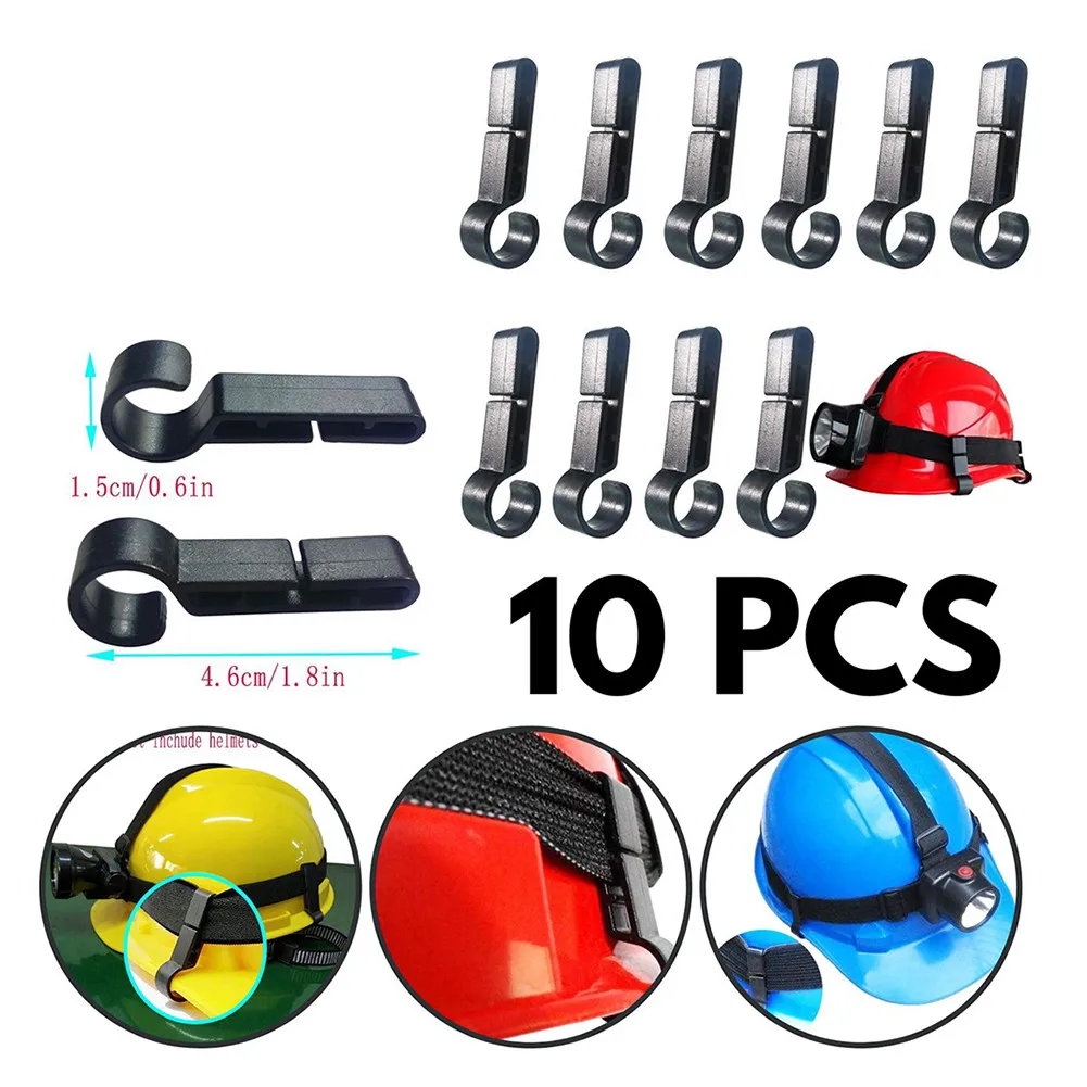 

10pcs Set Helmet Black Light Clips For Headlamp Hard Hat Headlights Plastic Durable Lightweight New