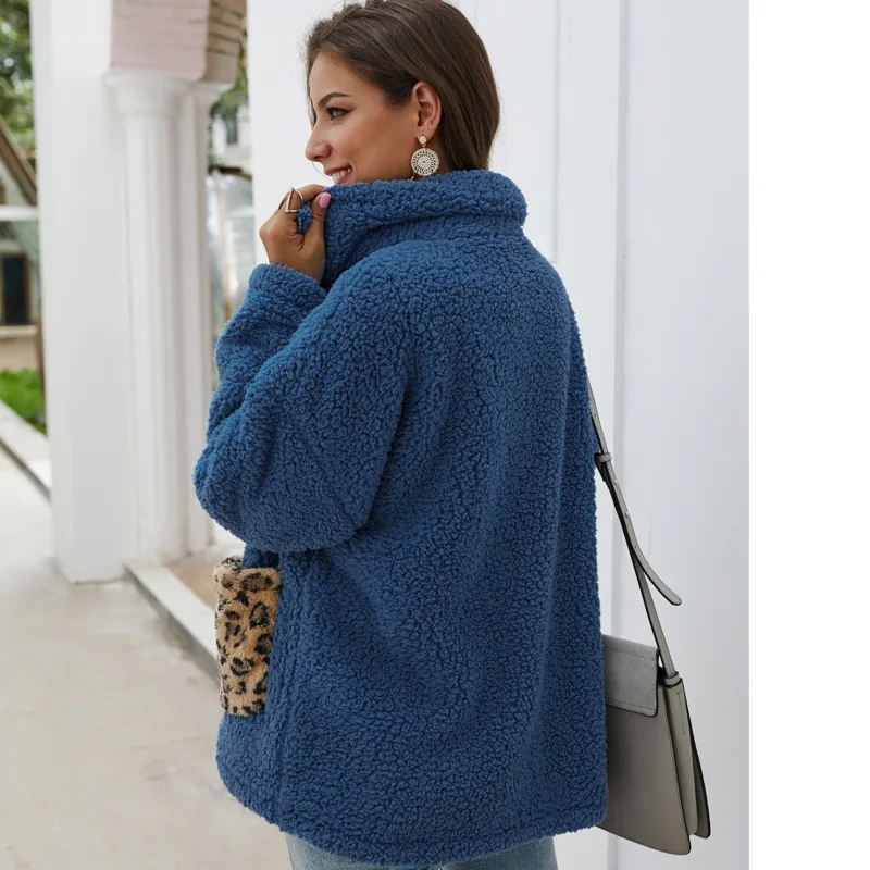 Элегантная верхняя одежда на молнии пальто леопардовое лоскутное из