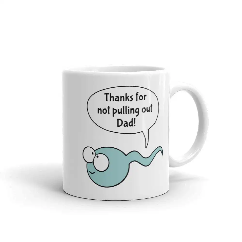 

Funny Mug Gifts for Father from Son Daughter Rude Thanks for Not Pulling Out Dad Coffee Cup with Lid Spoon