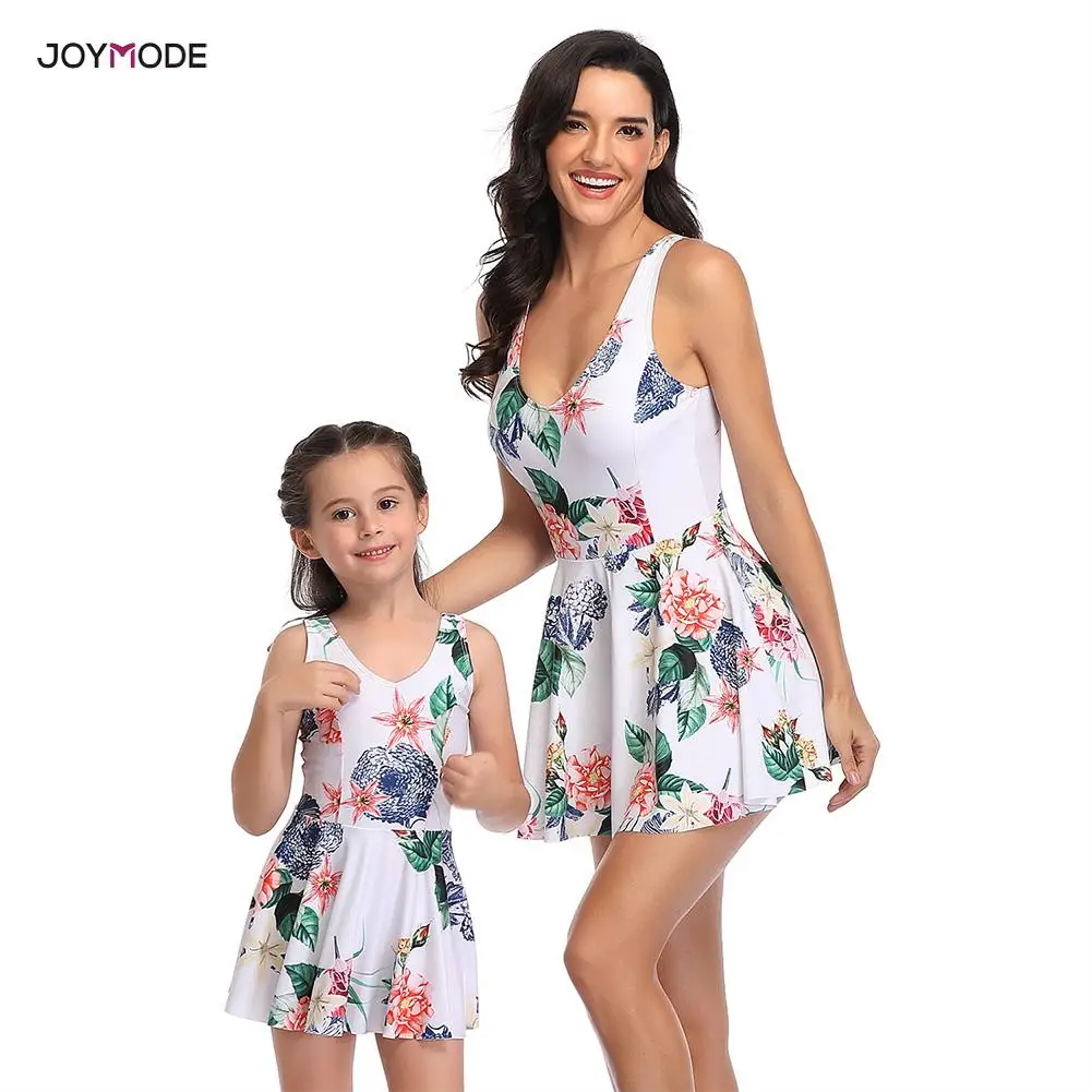 

JOYMODE 2020 Swimsuits Mom Kid One-Piece Swimsuit Flower Print Mom And Daughter Women Swimwear women's swimming suit