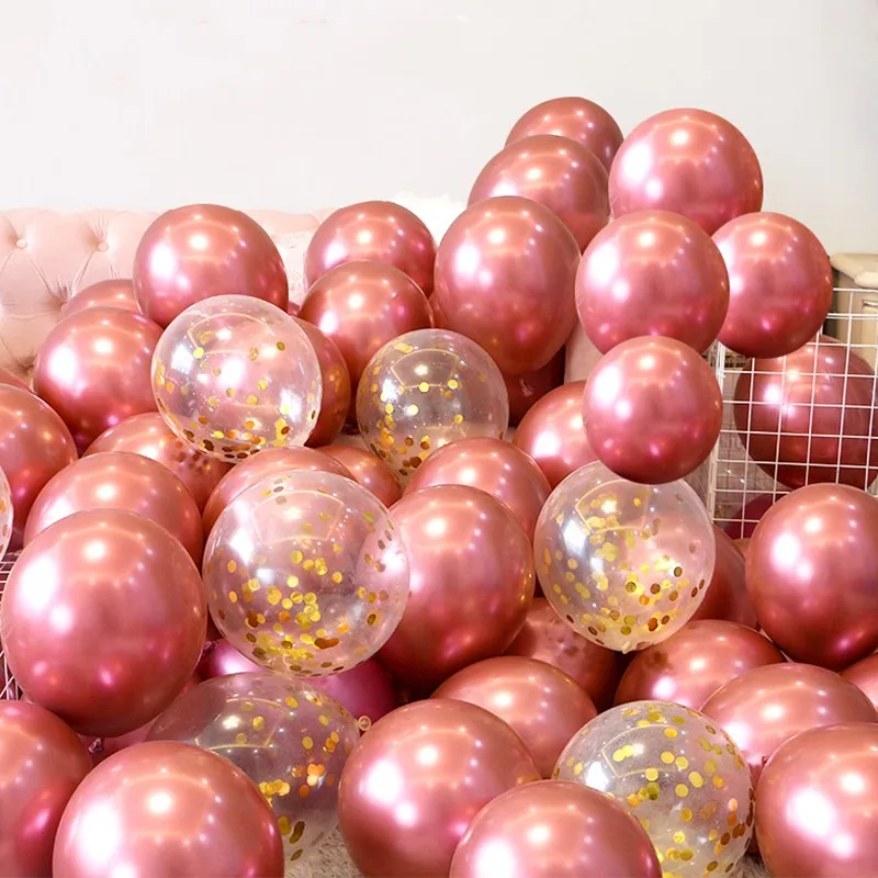 15 шт./лот розовые и золотые воздушные шары набор конфетти хромированный