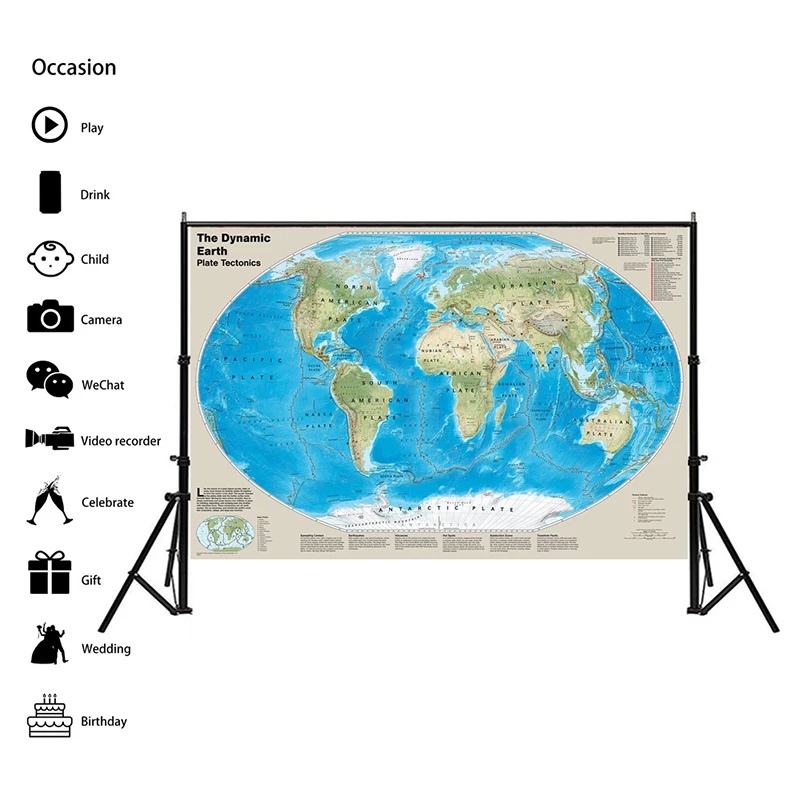 

Динамическая пластина заземления Tectonics карта с самым тусклым землетрясением 20 и 21 веков 150х100 см