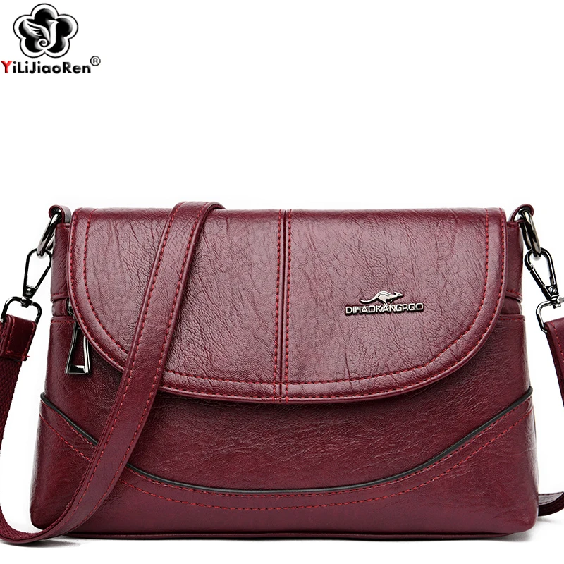 Fashion Shoulder Messenger Bags for Women Famous Brand Soft Leather Crossbody Bags Luxury Multifunction Ladies Handbags Designer