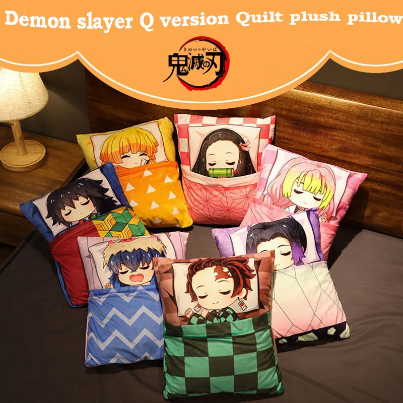 

Anime Demon Slayer 36cm kawaii Rengoku Kyoujurou Tanjirou Nezuko Zenitsu Inosuke Hashira Quilt pillow stuffed dolls Plush toys