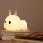 Силиконовый светодиодный ночник с мультяшными животными, кроликами, перезаряжаемый приглушаемый ночник для детской спальни, прикроватный светильник дистанционным управлением