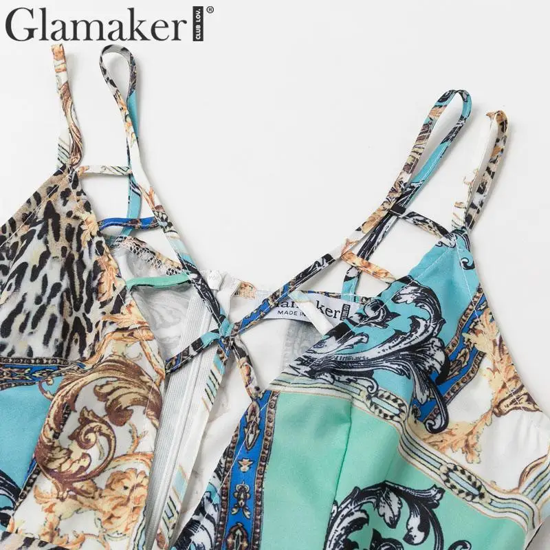 Glamaker, Леопардовый принт, Ретро стиль, макси платье, для женщин, без рукавов, вечерние, для клуба, праздничное платье, сексуальное, винтажное, с высоким разрезом, v-образный вырез, длинное, dvestidos