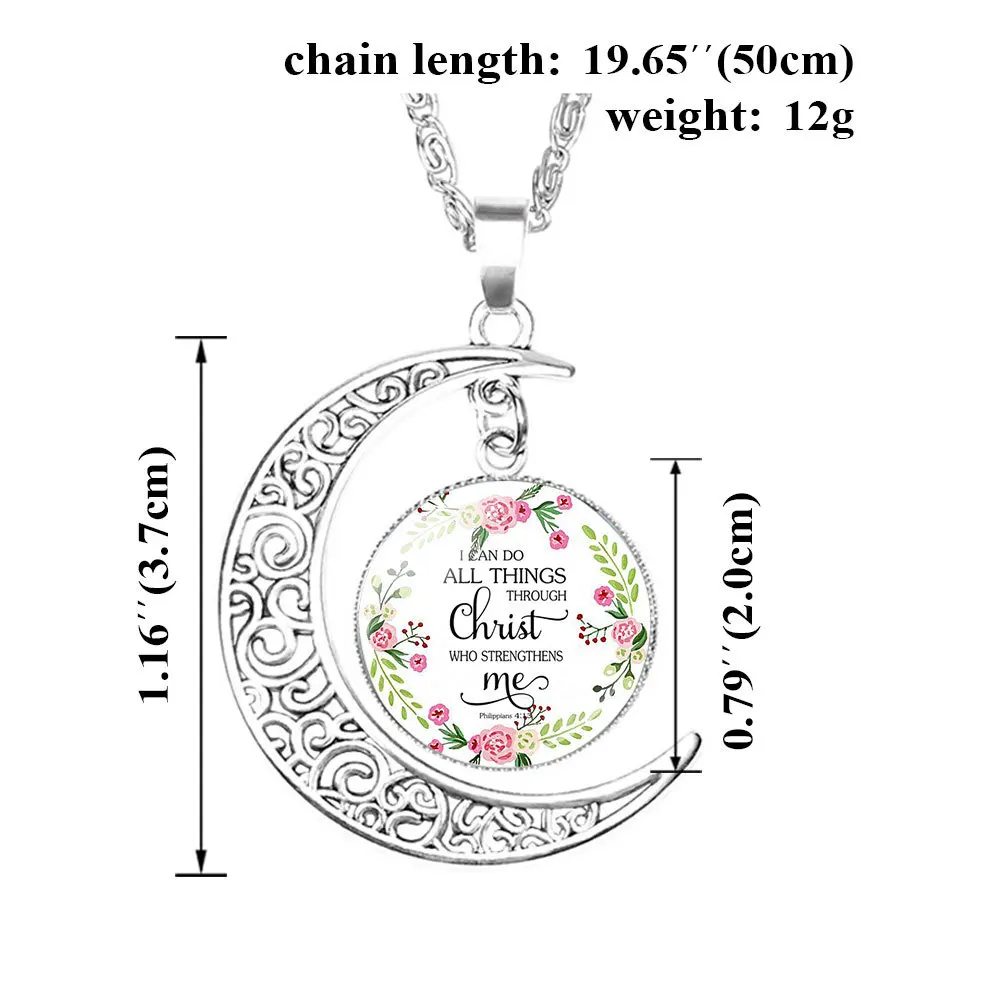 Религия Библейские стихи кулон с полумесяцем для женщин стекло кабошон Писание