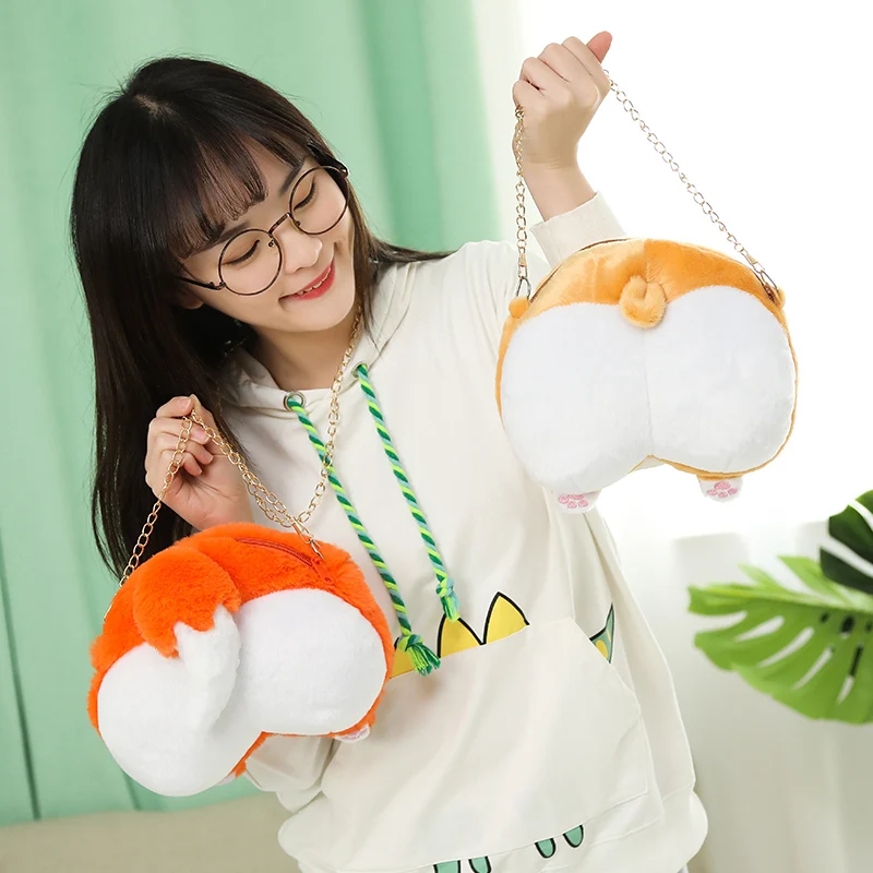 Плюшевый рюкзак с изображением лисы и корги 20 х15 см|Мягкие игрушки животные| |