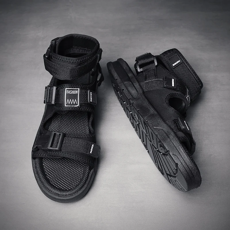 Мужские дизайнерские сандалии гладиаторы до щиколотки Модные мужские Пляжная