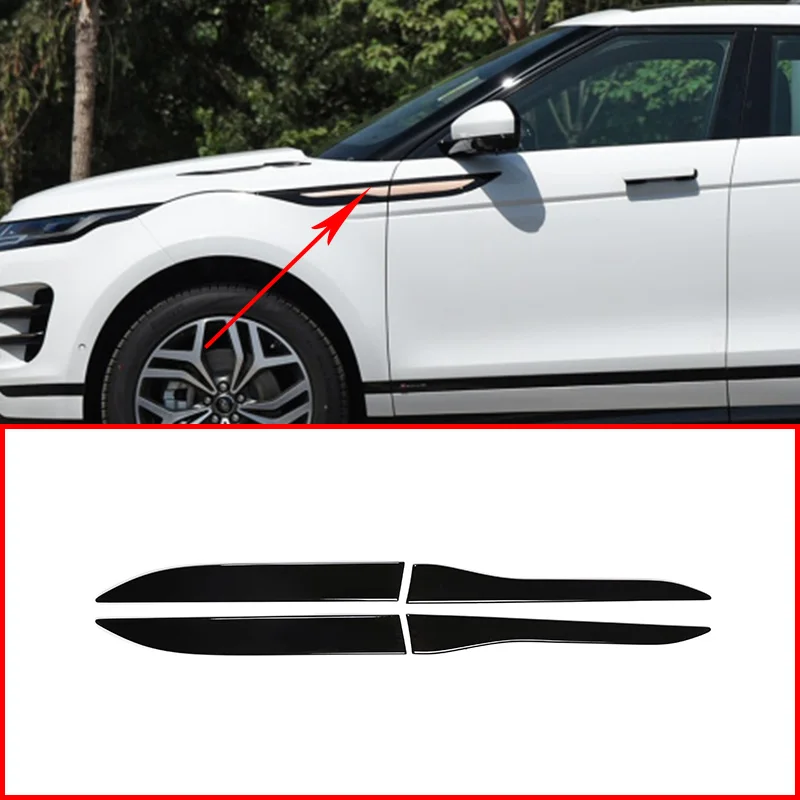 

For Land Rove Range Roverr Evoque L551 2020 ABS Glossy Black Exterior Side Fender Frame Cover Sticker Car Accessories 4 pcs