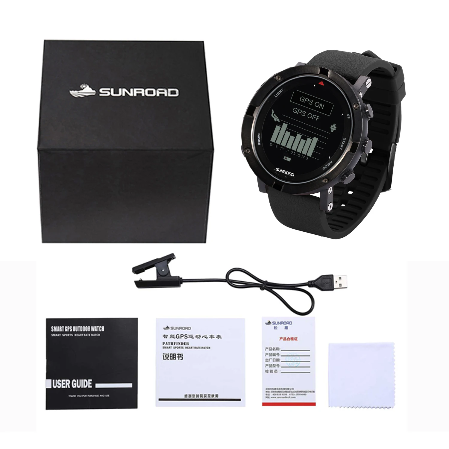 

Strava app sports smart watch, real-time and average speed, altitude / compass / GPS / swimming function, 50m depth waterproof