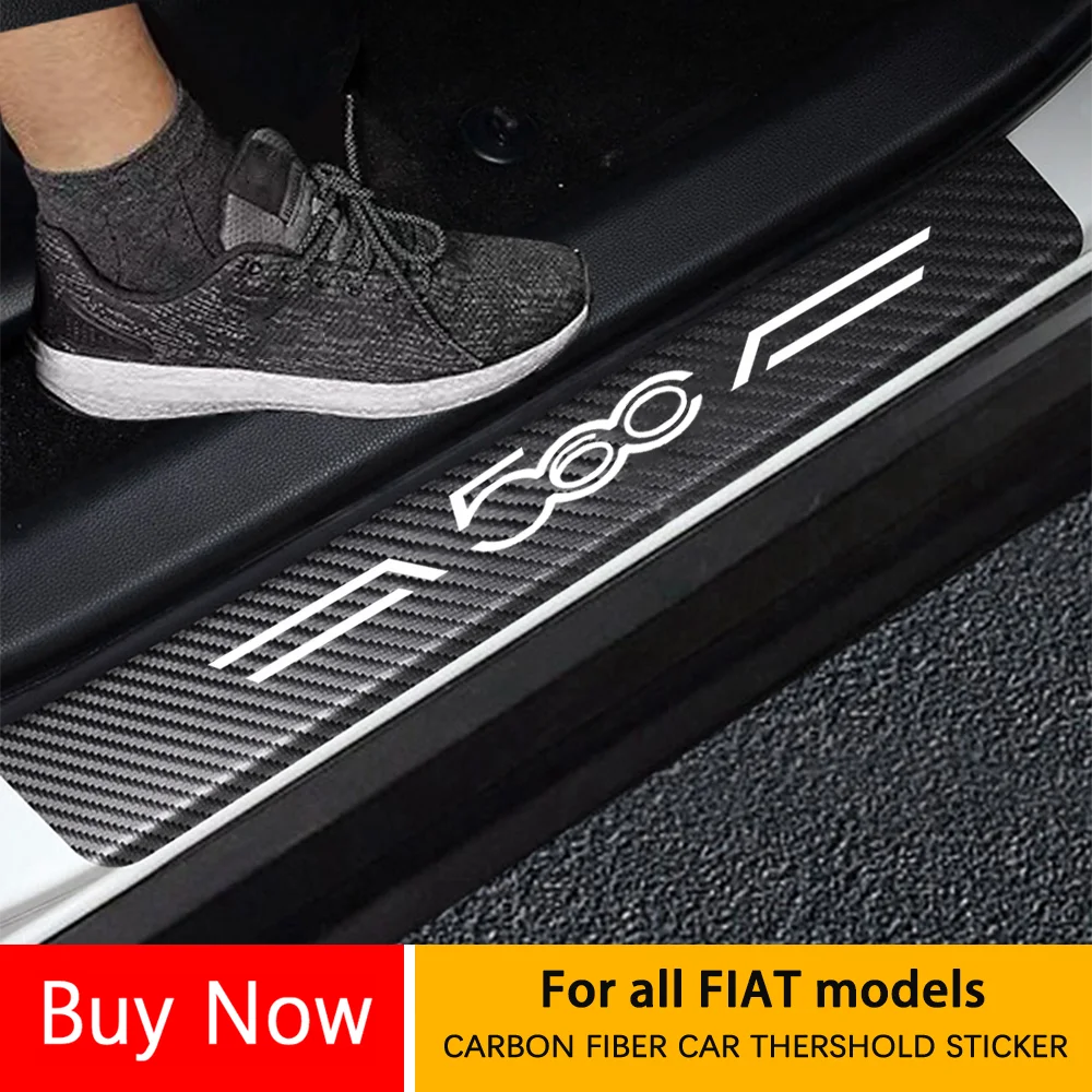 

Carbon Fiber Car Door Threshold Pedal Scuff Plate Stickers for Fiat 500 500 60 Anniversary 500C 500E 500S 500L 500X car styling