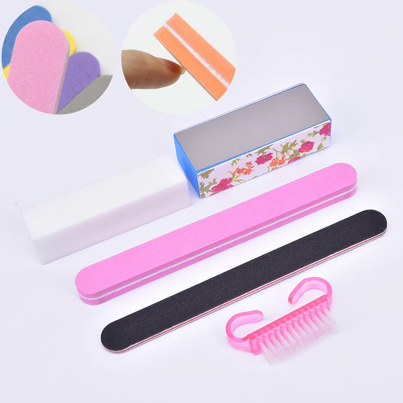 

5pcs/Set Cleaning Nail Brush Tools File Nail Art Care Manicure Pedicure Sponge Block Nail Art Files Dust Brush Cleaning Buffer