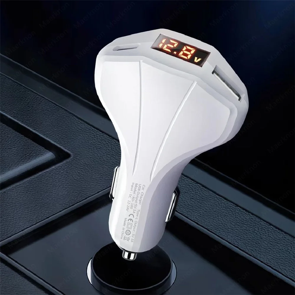 

45W Digital display Car Charger Type C Dual Port PD QC Fast Charging For Laptop Translucent Car Phone Charger For iPhone Samsung