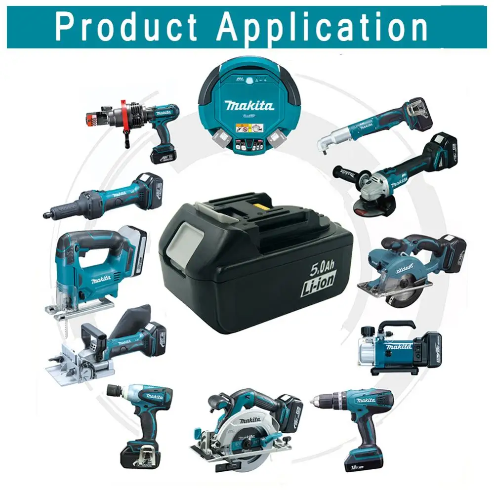 

Replacement Battery for Makita 18V Lithium Rechargeable Battery 5.0Ah Bl1830 BL1840 BL1860 LXT400 194204-5 Power Tools