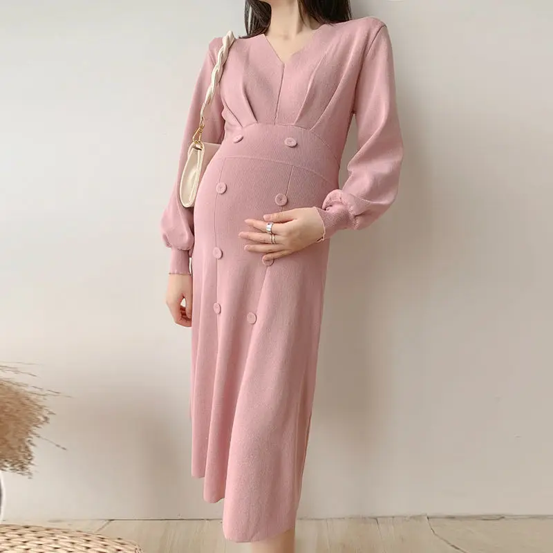 

Одежда для беременных осень/зима приталенный свитер трикотажное платье средней длины без живота