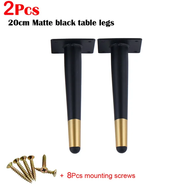 2Pcs Straight 20CM 4 шт мебель стол ноги кожаные ремни с металлической и золотой зауженные диван-кровать шкаф для кухонных шкафов, ног средства ухода за кожей стоп 12/15/18/20/25/30 см с крепежными винтами - Цвет: 2Pcs Straight 20CM